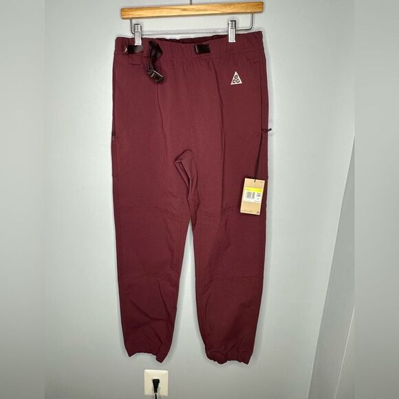 Nike ACG Men's Sz Small Burgundy Cuffed Trail hiking Pants Trousers Belt NWT - Picture 2 of 9